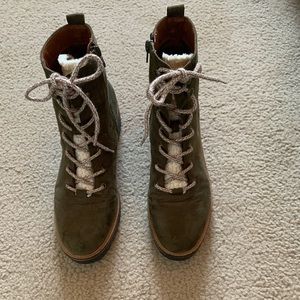 Olive lace up boots